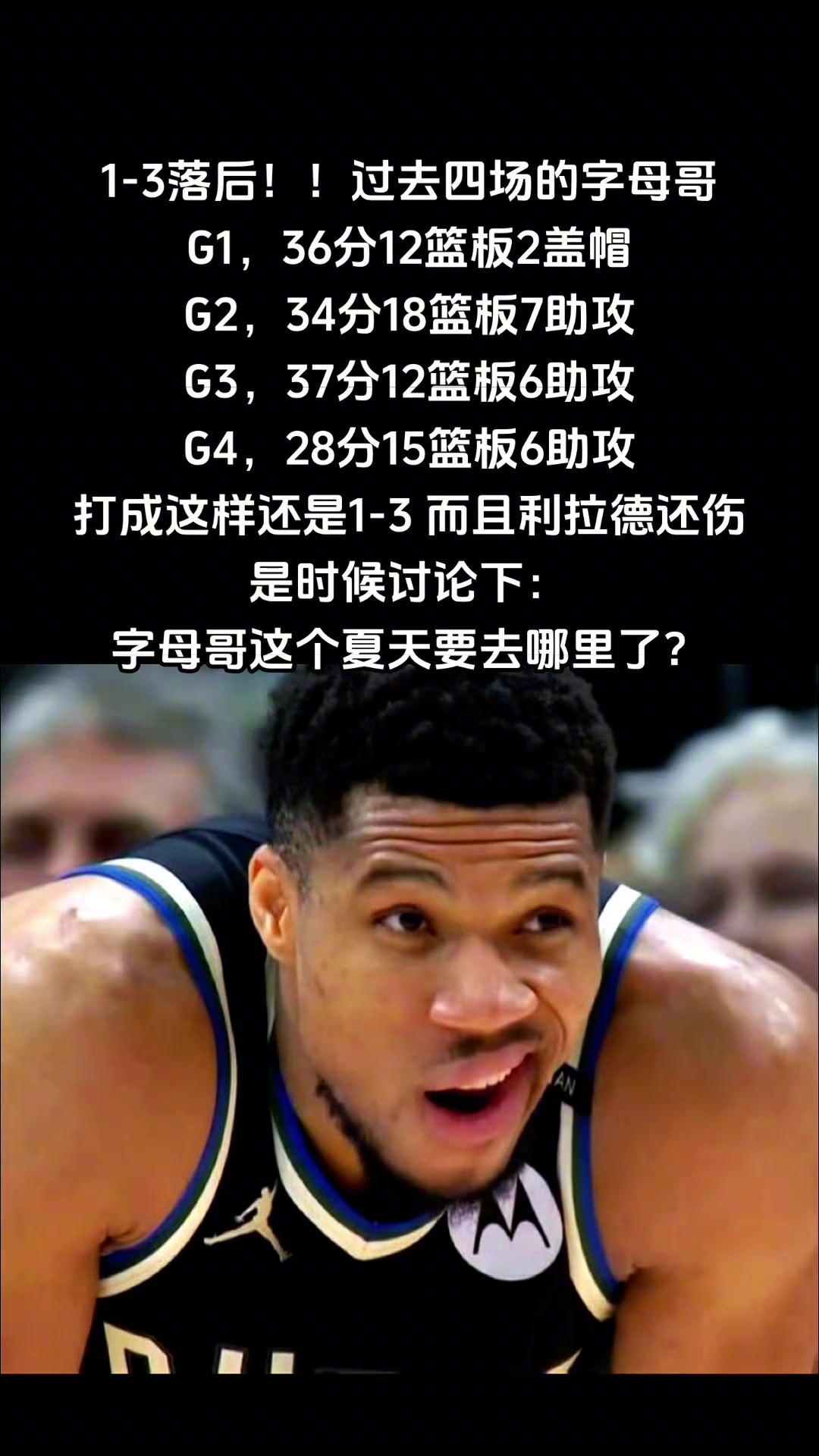 1-3落后！利拉德還傷了，是時候討論下字母哥夏天要去哪里了